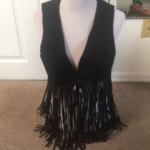 Black Fringe Vest